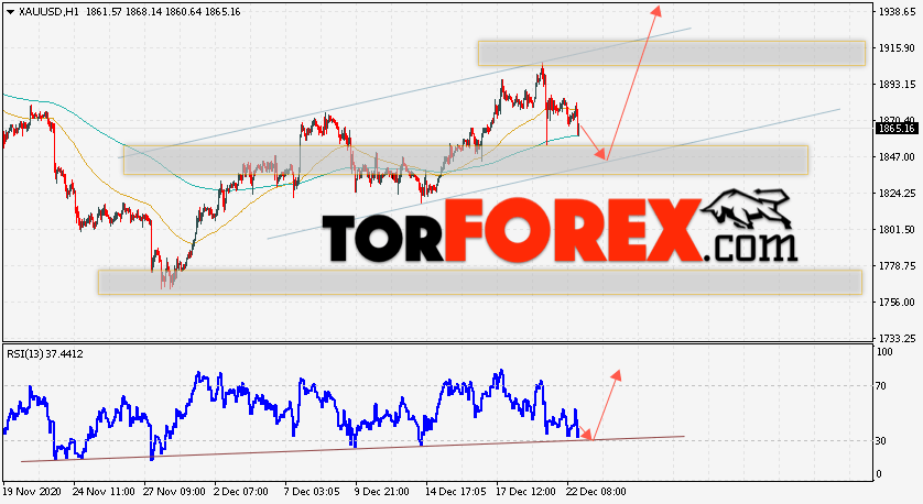 XAU/USD прогноз цен на Золото на 23 декабря 2020