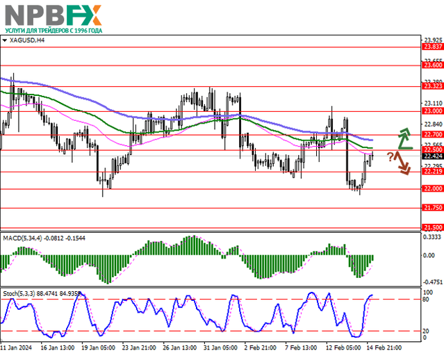 XAG/USD: «быки» вновь занимают лидирующие позиции в активе 15.02.2024