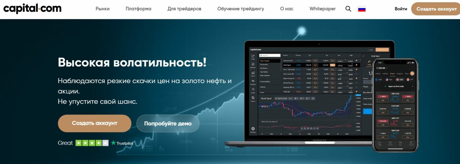 Сайт проекта Capital.com