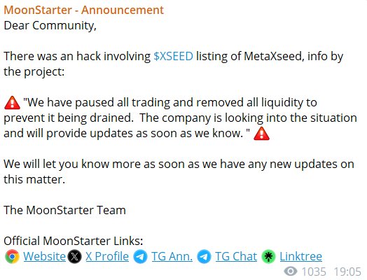 MoonStarter Announcement MoonStarter Announcement