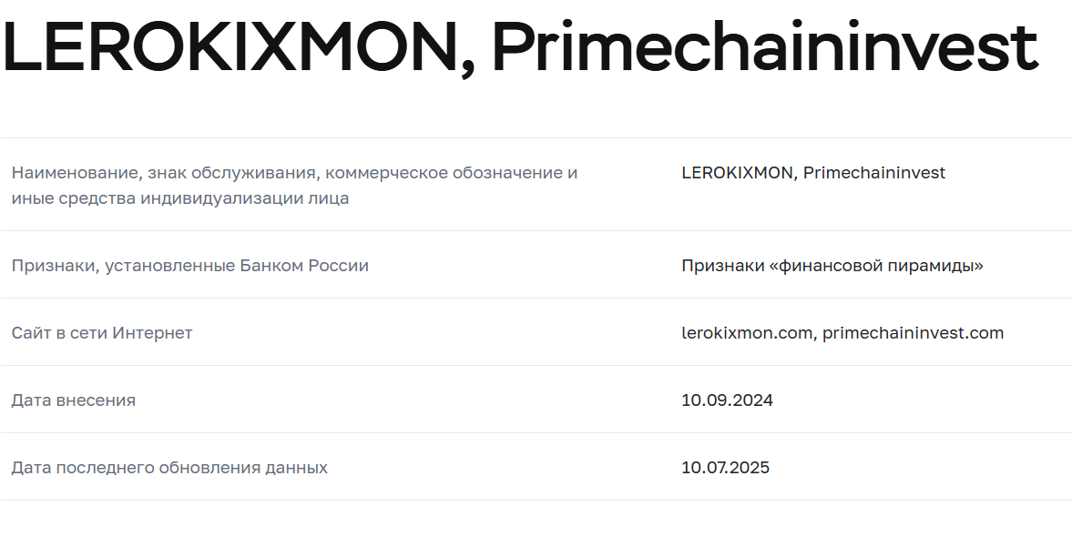 Primechaininvest Primechaininvest
